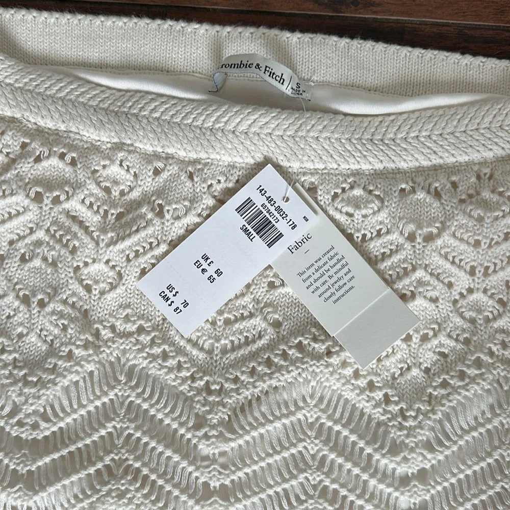 Abercrombie Crochet-Style White Fringe Knit skirt - Picture 4 of 7